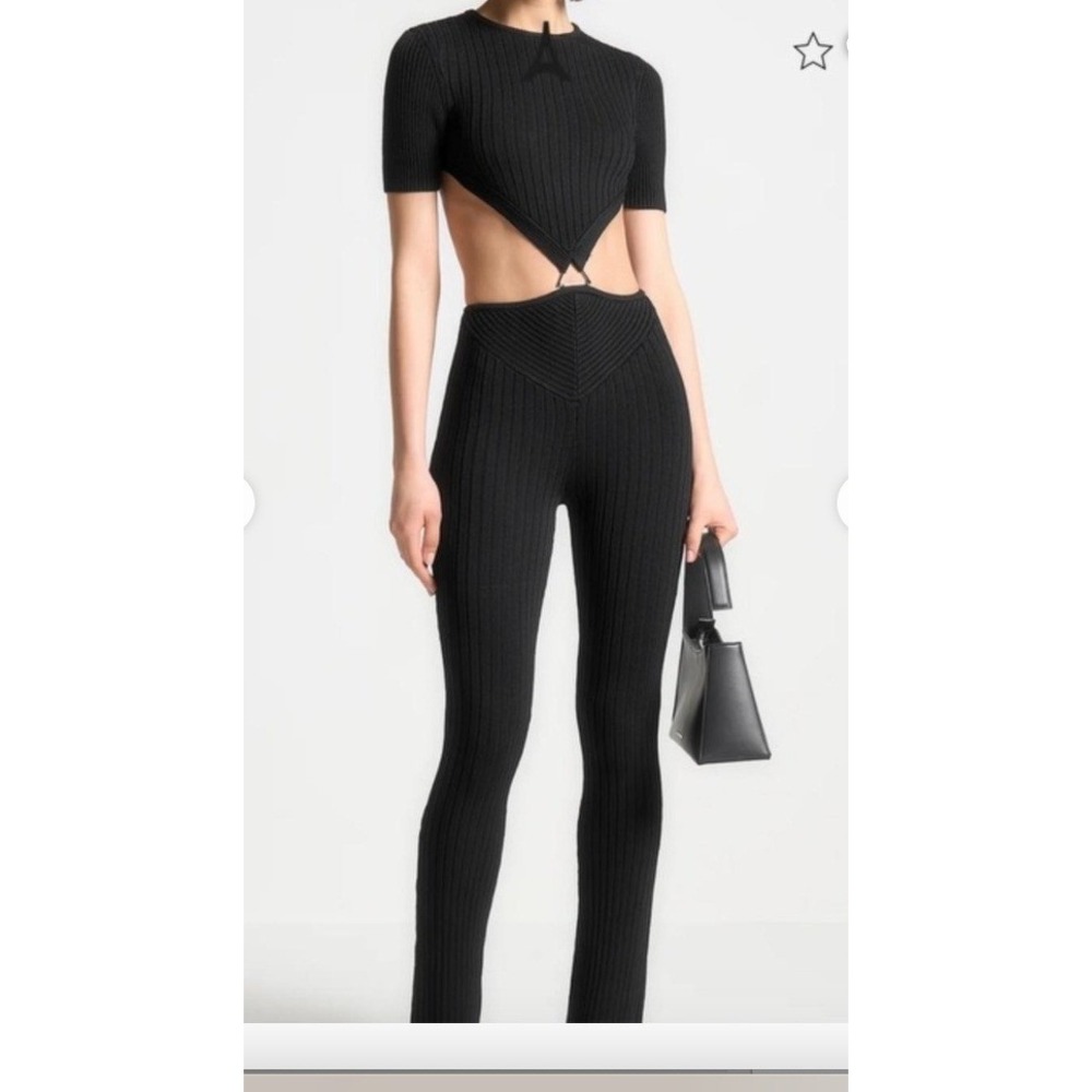 NWT MANIERE DE VOIR Knitted METAL RING Backless Jumpsuit Size Small